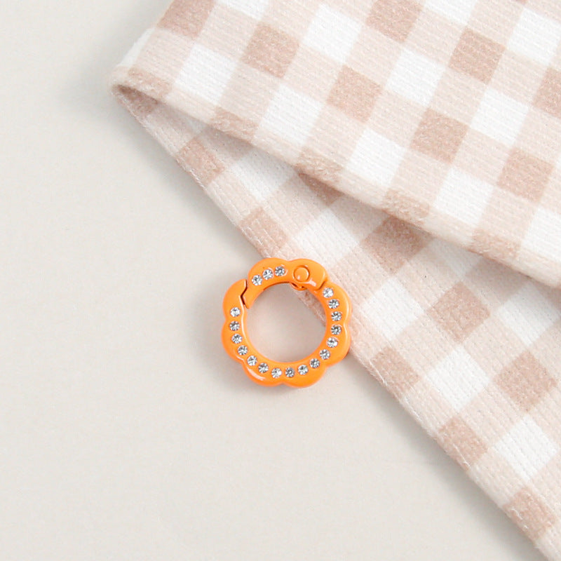 21mm Zinc Alloy Colored Petals with Diamonds, Spring Ring, Open Connection Ring DIY Jewelry, Keychain, Buckle Accessories