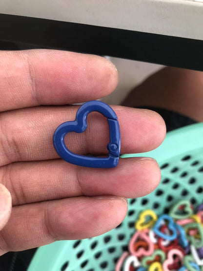 DIY Jewelry Accessories Love Paint Color Zinc Alloy Spring Buckle, Heart-shaped Open Spring Ring, Luggage Keychain