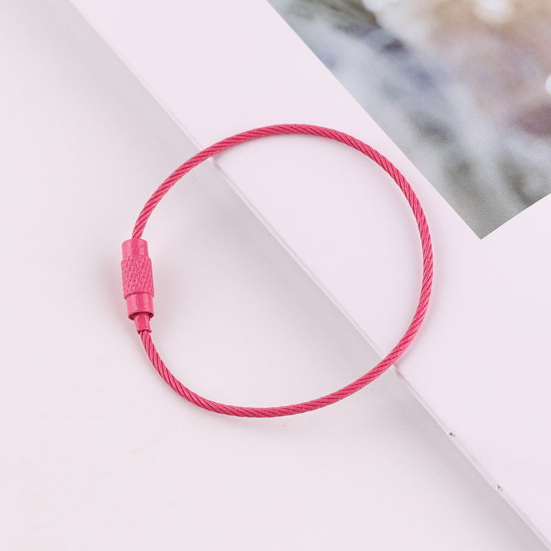 50mm Key Ring Creative Color Painted Wire Ring Wire Rope Rotating Screw Key Ring Keychain DIY Jewelry Accessories