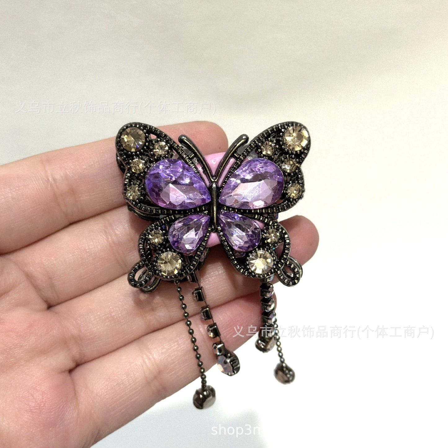 Heavy Industry Soft Pottery Three-dimensional Advanced Sense Butterfly Crystal Tassel Beads Wear Pen Loose Beads Handmade Mobile Phone Chain Accessories DIY