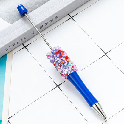 DIY multi-color broken diamond bead pen creative hand-affixed crystal plastic pen cute girl heart advertising gift pen