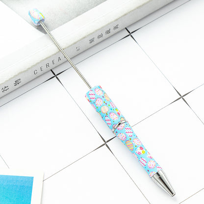 DIY plastic bead pen creative Easter rabbit ballpoint pen spot wholesale multi-color printing spinning bead pen