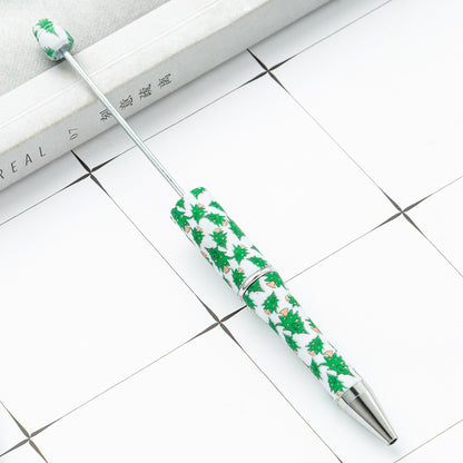 Green Christmas Tree Gingerbread and Lovely Red Color Christmas Santa Printed Beadable Pens