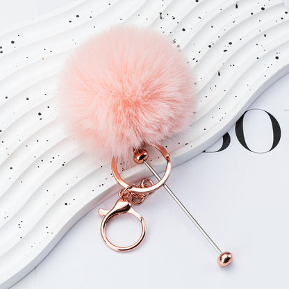 DIY beaded hairball keychain creative personalized bag pendant keychain plush pendant key pendant