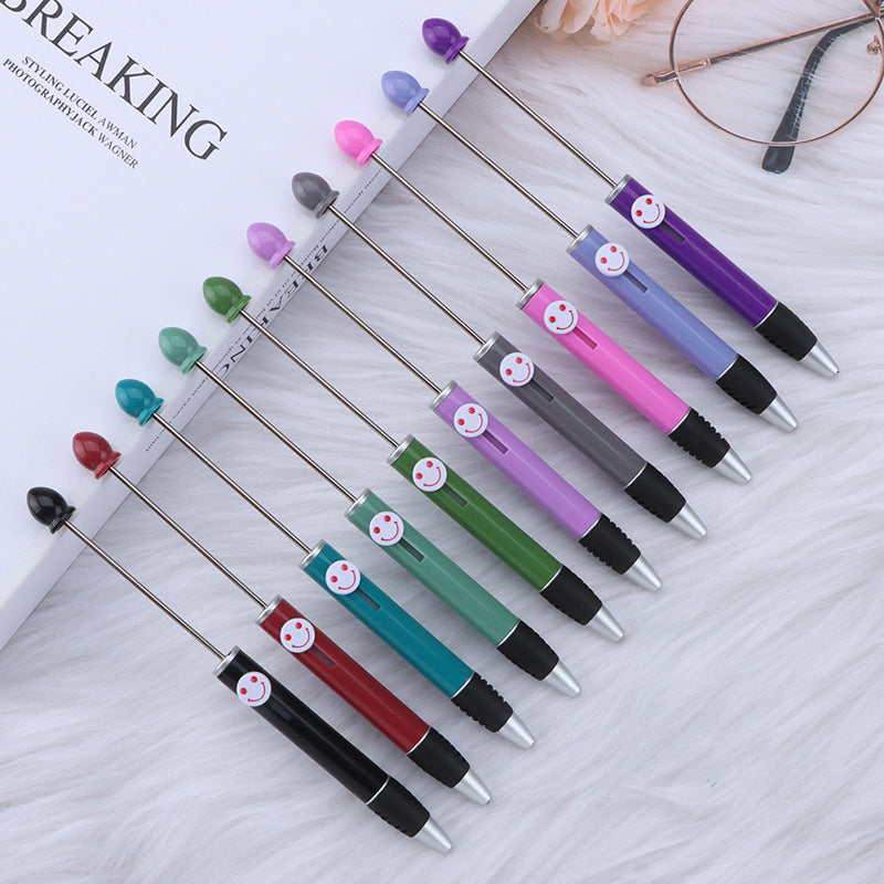 DIY bead pen happy smiley face expression plastic ballpoint pen, advertising gift pen can print logo spot wholesale