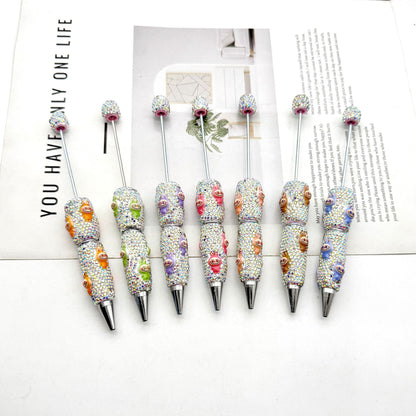 Cute labubu cloth full diamond bead pen DIY POP MART heavy industry cartoon pen creative ballpoint pen