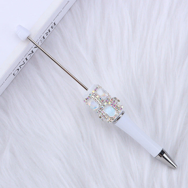 DIY diamond-encrusted sugar cube bead pen, purely handmade patch square grid bag diamond plastic ballpoint pen creative diamond-encrusted bead pen