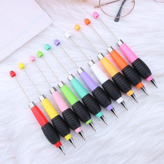 Cross-border explosion DIY telescopic bead pen, creative and cute macaron color telescopic rotating beaded gift ballpoint pen