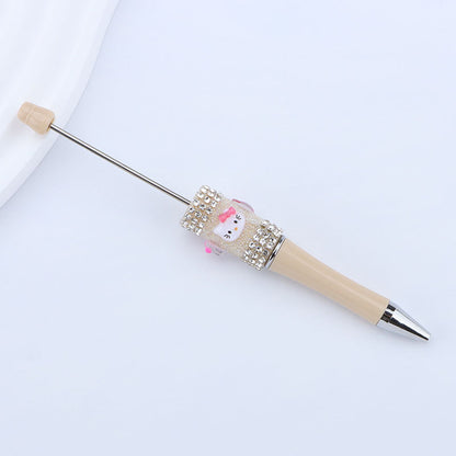 New KT cat litter sugar string bead pen DIY handmade cute fantasy cartoon cat cute jingle cat beaded ballpoint pen