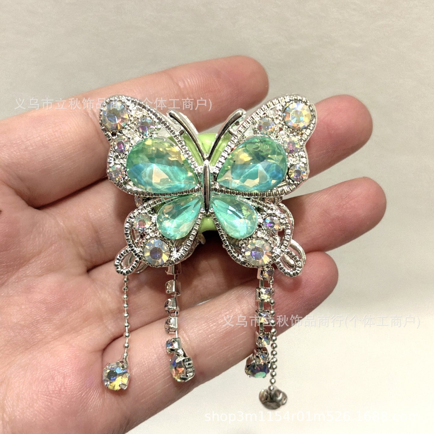 Heavy Industry Soft Pottery Three-dimensional Advanced Sense Butterfly Crystal Tassel Beads Wear Pen Loose Beads Handmade Mobile Phone Chain Accessories DIY