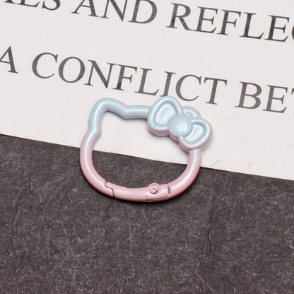 37*30mm Two-color Paint Gradual Change Cute Bow Kitten Spring Buckle DIY Accessories Keychain Bag Pendant