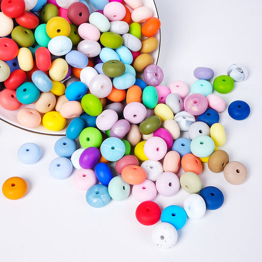 Spot 14mm Small Abacus Beads Food Grade Silicone Beads DIY Men's and Women's Jewelry Necklaces Oval Beads Wholesale #51-93