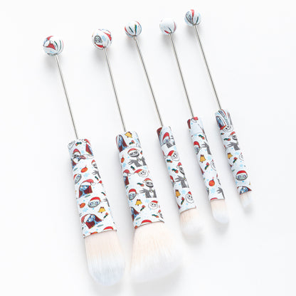 DIY metal handle beaded makeup brush, concealer brush, eyeshadow brush, eyebrow brush, Christmas and Halloween series makeup brush set.