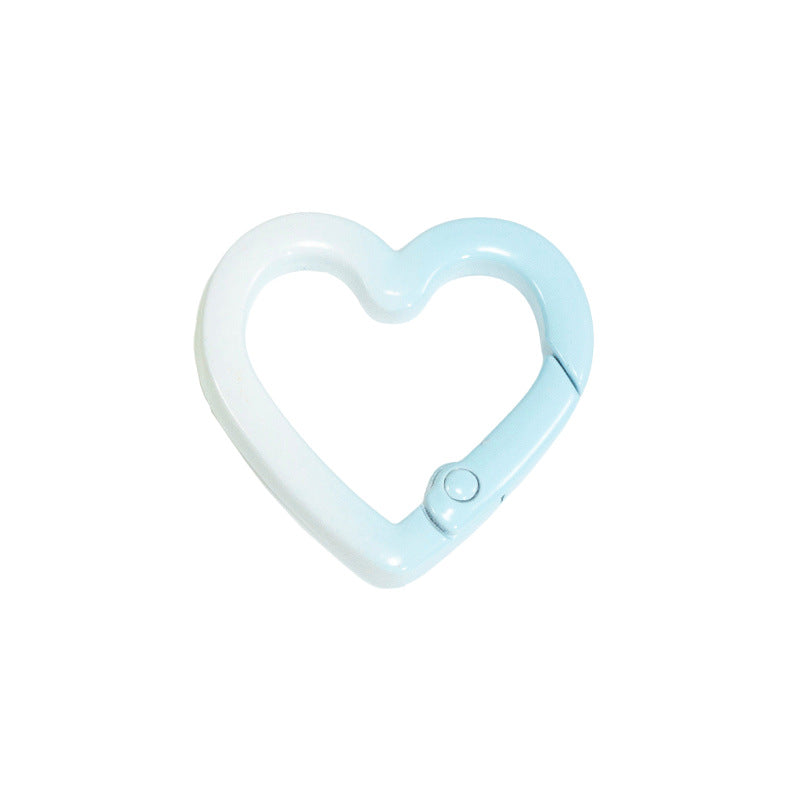 24*24mm Two-color Love Spring Buckle Heart-shaped Opening Ring Gradual Change Ring Keychain DIY Accessories Alloy Connecting Ring