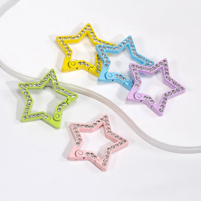 34mm Painted Diamond Spring Buckle Star Opening Ring Spring Ring Keychain DIY Small Accessories Alloy Connecting Ring