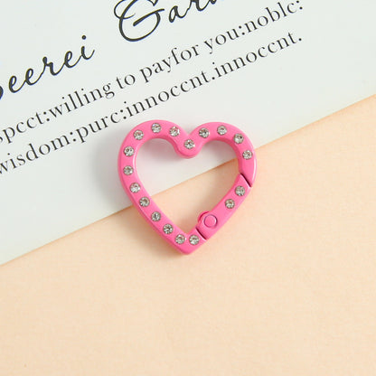 25 * 26Mm Candy Color Love Point Drill Spring Buckle Open Ring Mobile Phone Chain Keychain Handmade DIY Jewelry Accessories