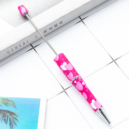 Creative DIY plastic bead pen Valentine's Day love series beaded ballpoint pen spot wholesale printing bead pen
