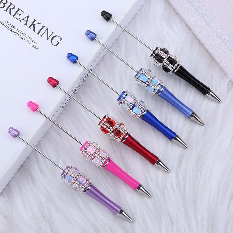 DIY diamond-encrusted sugar cube bead pen, purely handmade patch square grid bag diamond plastic ballpoint pen creative diamond-encrusted bead pen