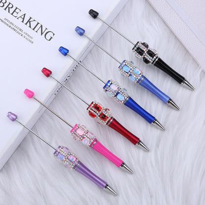 DIY diamond-encrusted sugar cube bead pen, purely handmade patch square grid bag diamond plastic ballpoint pen creative diamond-encrusted bead pen
