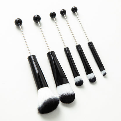 DIY metal handle string beads makeup brush set, concealer brush, eyeshadow brush, eyebrow brush, makeup, makeup tools wholesale