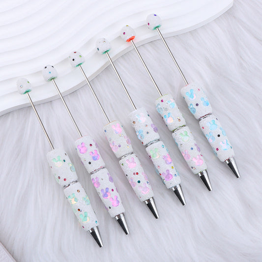 Creative DIY full diamond love rabbit four-leaf clover star moon bead pen, cute multi-color cute pen wholesale