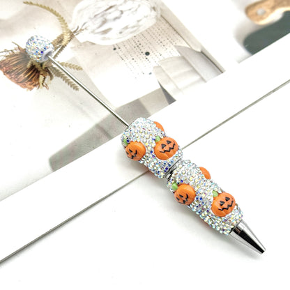 Halloween full diamond bead pen DIY skeleton pumpkin ghost series beaded ballpoint pen creative dark heavy pen