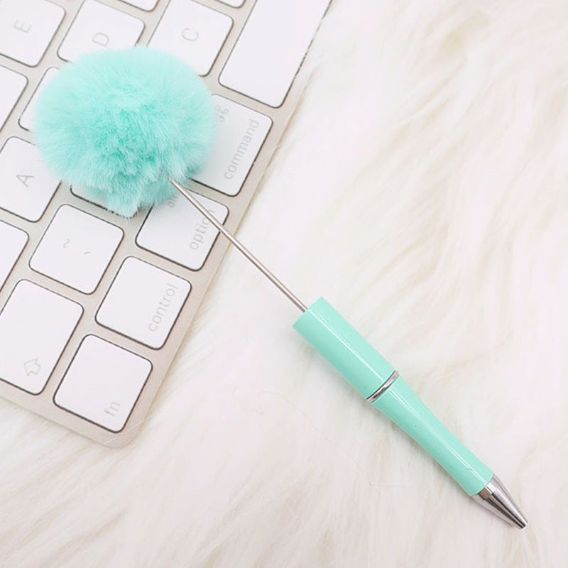 DIY hairball bead pen, cute furry gift pen, multi-color beadable ballpoint pen beadedpen spot
