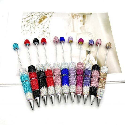 DIY's new gradual change full diamond pen, pure handmade diamond beaded pen cute creative gradual change rhinestone beaded ballpoint pen