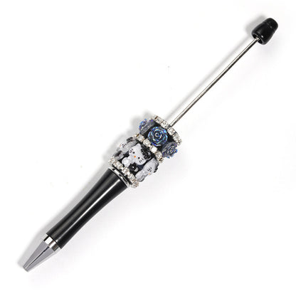 Heavy Industry DIY Resin HelloKitty Cat Camellia Rose Rhinestone Chain Beaded Ballpoint Pen
