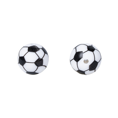 Factory Spot 15mm Silicone Beads Baby Teething Necklace Loose Beads Football Basketball Water Transfer Silicone Beads Wholesale