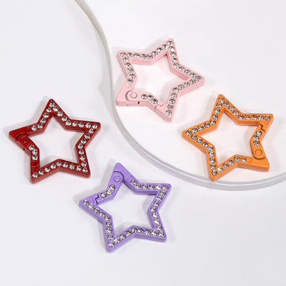 34mm Painted Diamond Spring Buckle Star Opening Ring Spring Ring Keychain DIY Small Accessories Alloy Connecting Ring