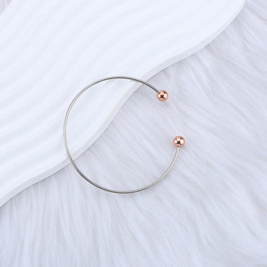 Large DIY Beadable Metal Bracelet with Rose-Gold Silver Gold Gun-Gray Black Round Balls