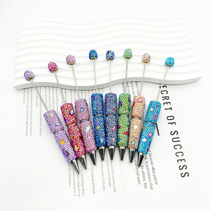 Cross-border electroplating colorful shell full diamond bead pen DIY handmade diamond ballpoint pen colorful shell stone pen