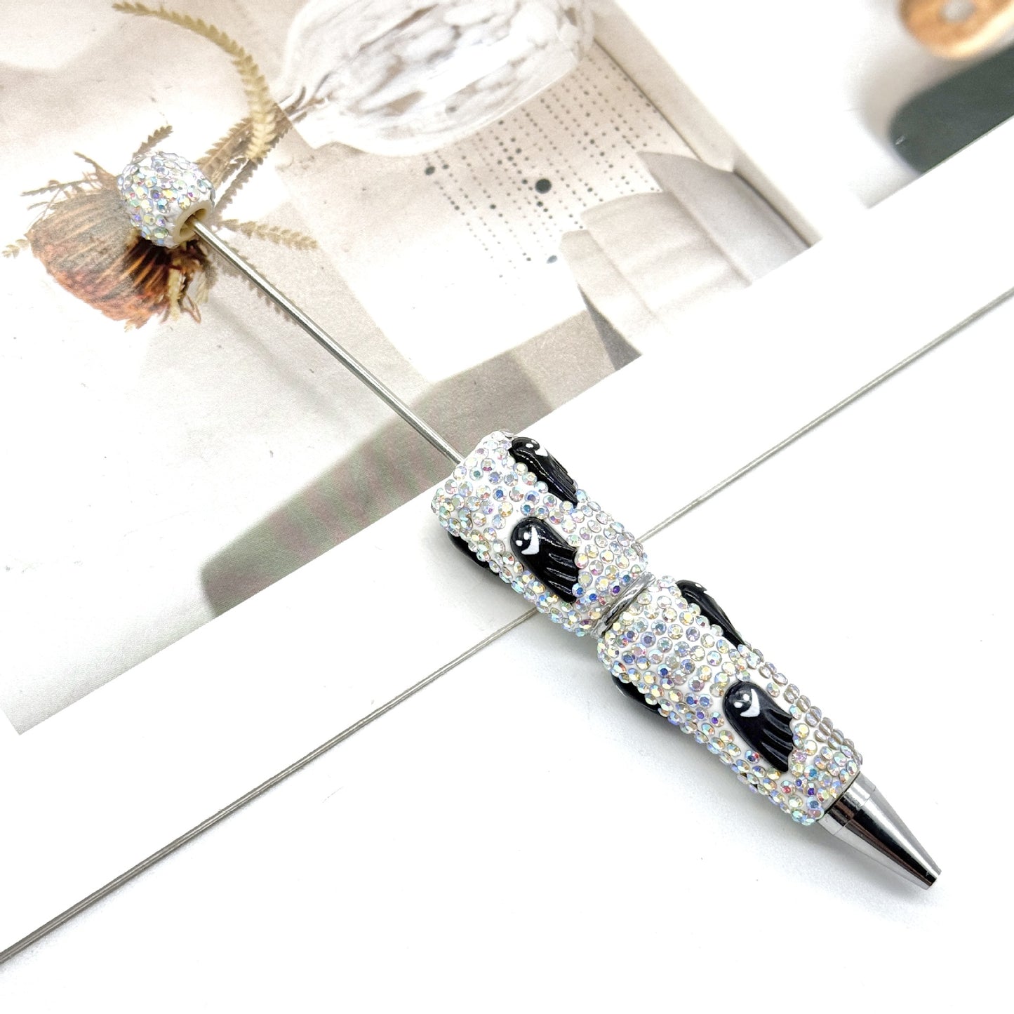 Halloween full diamond bead pen DIY skeleton pumpkin ghost series beaded ballpoint pen creative dark heavy pen