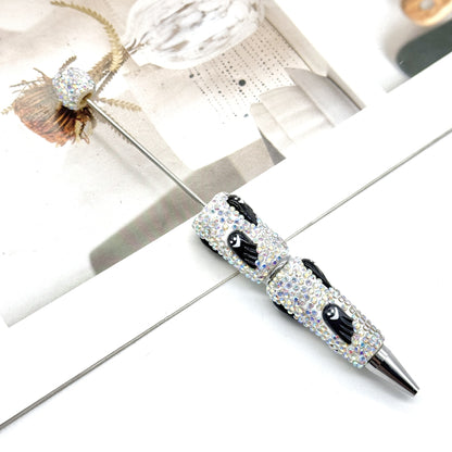 Halloween full diamond bead pen DIY skeleton pumpkin ghost series beaded ballpoint pen creative dark heavy pen