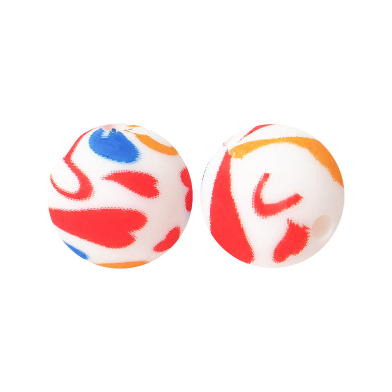 15mm Silicone Beads Water Transfer Beads DIY Jewelry Bead Pen Loose Beads Wholesale #201-250