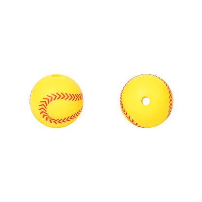 Factory Spot 15mm Silicone Beads Baby Teething Necklace Loose Beads Football Basketball Water Transfer Silicone Beads Wholesale