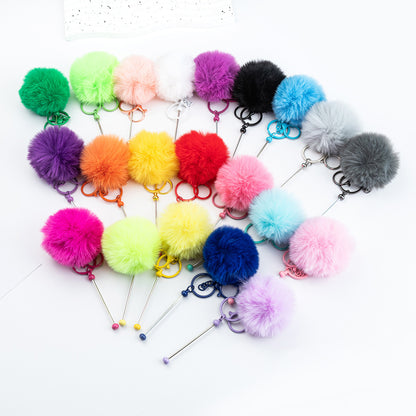 DIY beaded hairball keychain creative personalized bag pendant keychain plush pendant key pendant