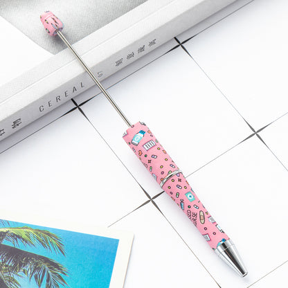 Creative DIY plastic bead pen new nurse section series beaded ballpoint pen spot wholesale printing bead pen