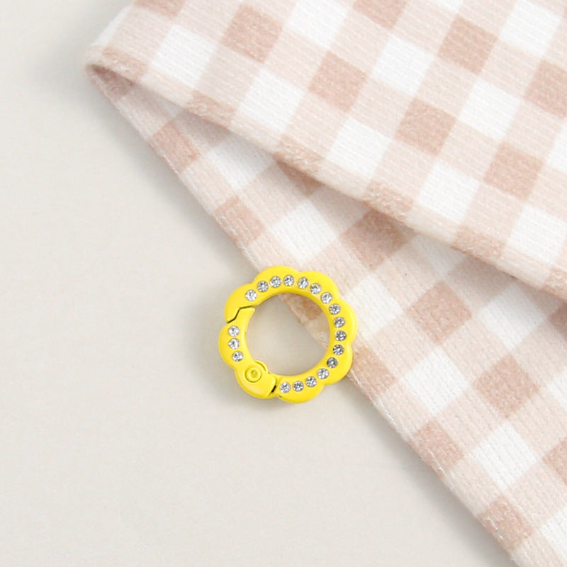 21mm Zinc Alloy Colored Petals with Diamonds, Spring Ring, Open Connection Ring DIY Jewelry, Keychain, Buckle Accessories