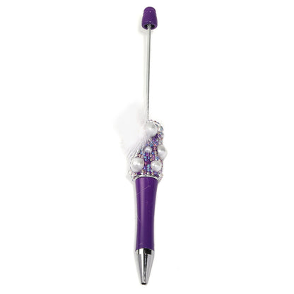 Soft cute pearl hairball DIY bead pen colorful bubble beads rotating ballpoint pen girl heart hand account gift pen