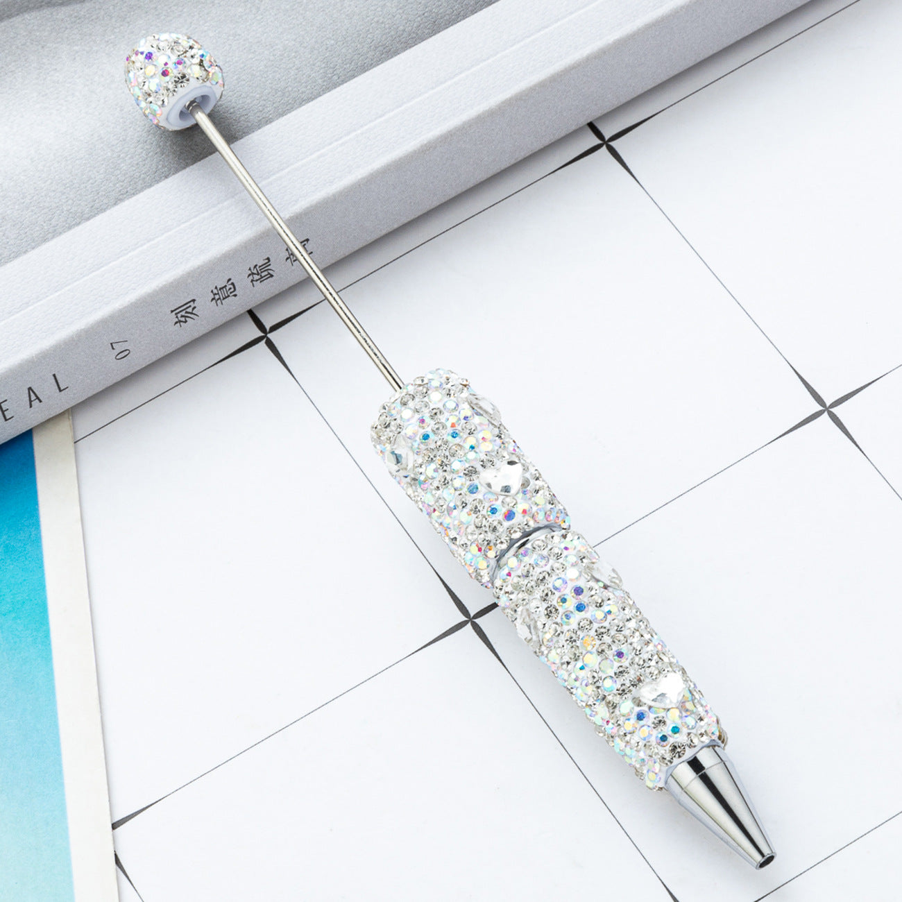 Cross-border love bead pen DIY heavy industry diamond-encrusted bead pen hand-pasted full diamond bead ballpoint pen plastic pen