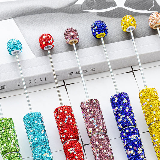 New DIY full diamond bead pen hand-attached drill AB colored diamond beaded ballpoint pen multi-color plastic bead pen wholesale