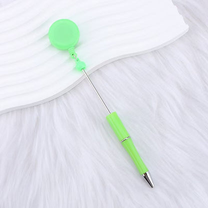 New easy-to-pull buckle beaded ballpoint pen, retractable plastic easy-to-pull retractable buckle, creative bead pen pull wire buckle