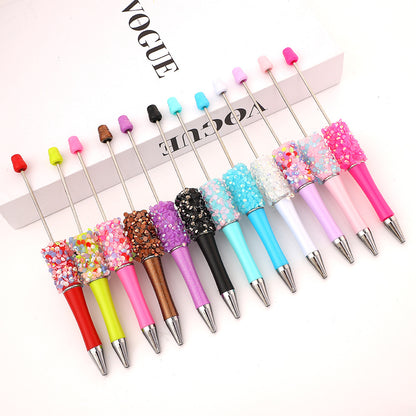 New DIY petal sequined bead pen, Macaron multi-color bead-piercing ballpoint pen cross-border sprouting pen manufacturers wholesale