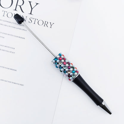 Gradual change color candy diamond bead pen DIY handmade diamond pearl agate ballpoint pen, cute creative gift pen