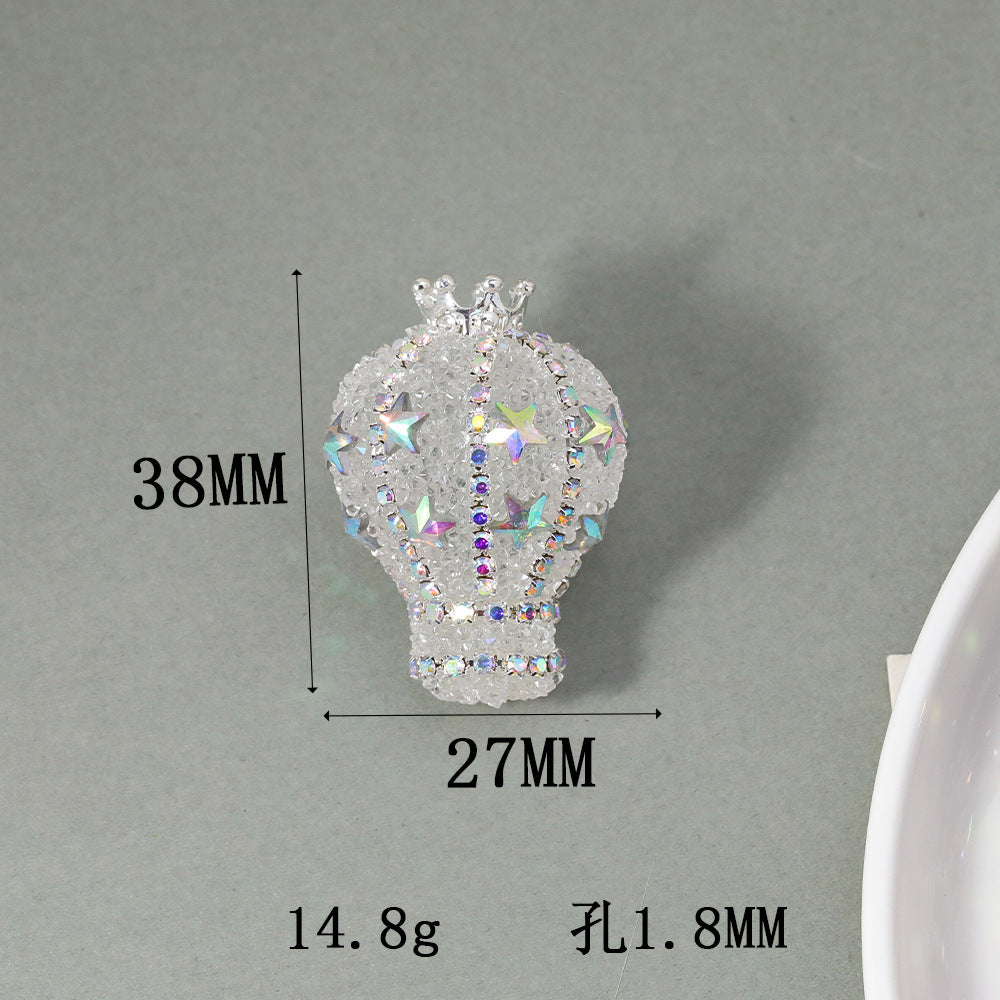 TK new diamond-encrusted vertical hole hot air balloon loose beads DIY mobile phone chain keychain bead pen necklace bead accessories