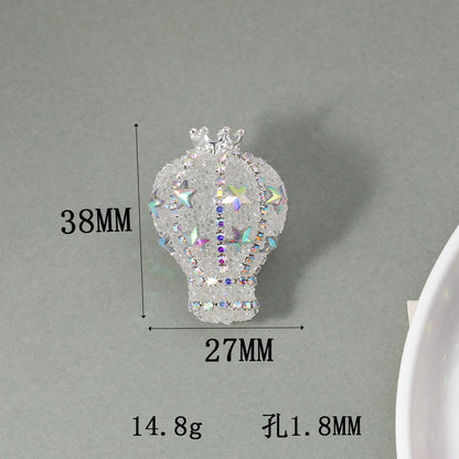 TK new diamond-encrusted vertical hole hot air balloon loose beads DIY mobile phone chain keychain bead pen necklace bead accessories