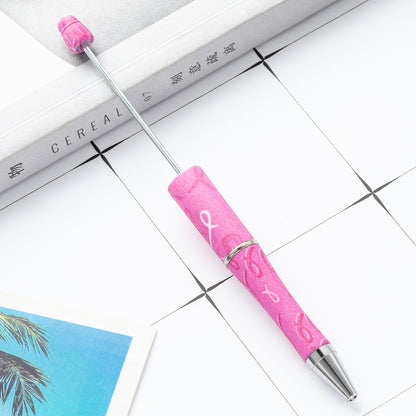 Pink and White Breast Cancer Awareness Ribbon Printed Beadable Pens