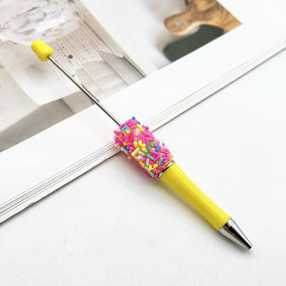 DIY colored sugar bead pen ins colored sugar needle candy cute pen, colored chocolate candy beaded ballpoint pen spot